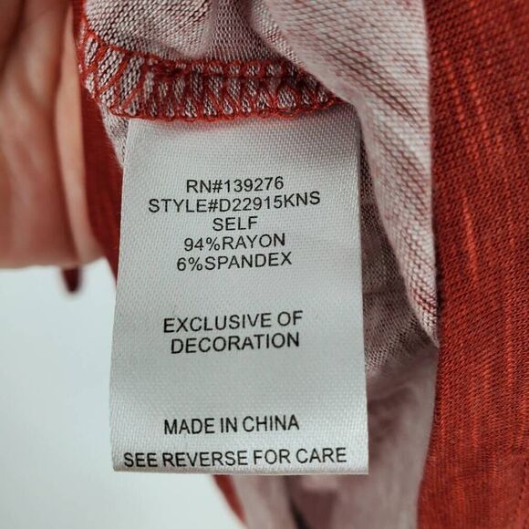 Daniel Rainn NWT women's rust orange three quarter sleeve embroidered‎ top Small - Picture 3 of 4